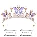KINBOM Butterfly Crown for Girls Princess Purple Crown Exquisite Princess Tiara with Pearls Butterfly Headband for Halloween Christmas Birthday Cosplay Costumes - Image 3