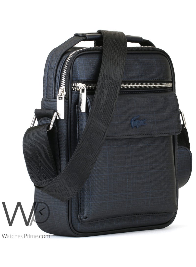 لاكوست حقيبة ماسنجر شنطة كروس أزرق مقلمة للرجال - Image 5