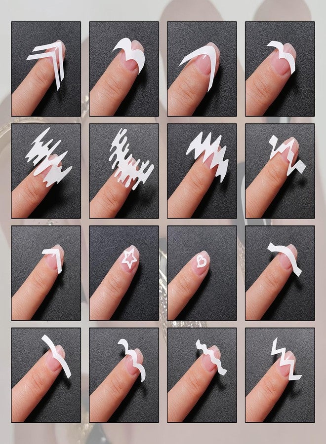 Snmzlc 36 Sheets 1158 Pieces French Tip Nail Guides 17 Styles Nail Design Stickers Self-Adhesive Nail White DIY Decoration Nail Stencils US186 - Image 4