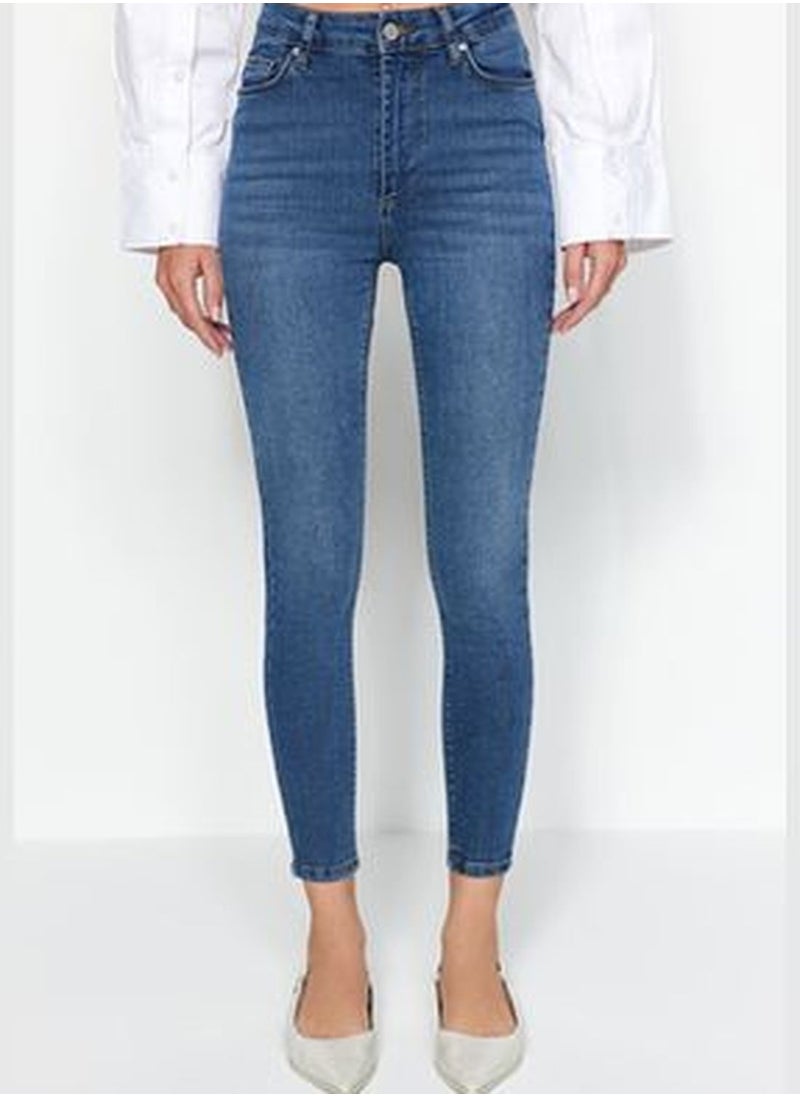 trendyol Blue High Waist Skinny Jeans TWOAW24JE00066  - Image 4