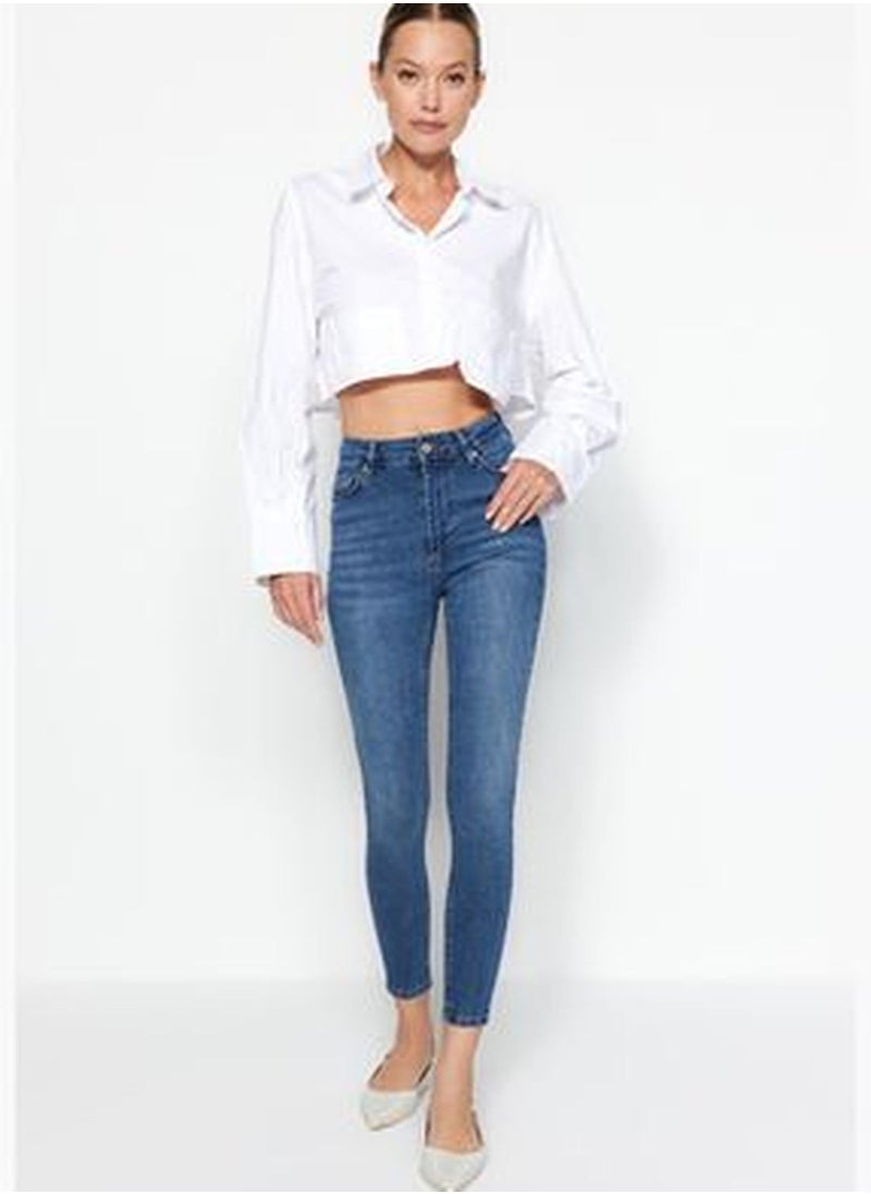 trendyol Blue High Waist Skinny Jeans TWOAW24JE00066  - Image 1