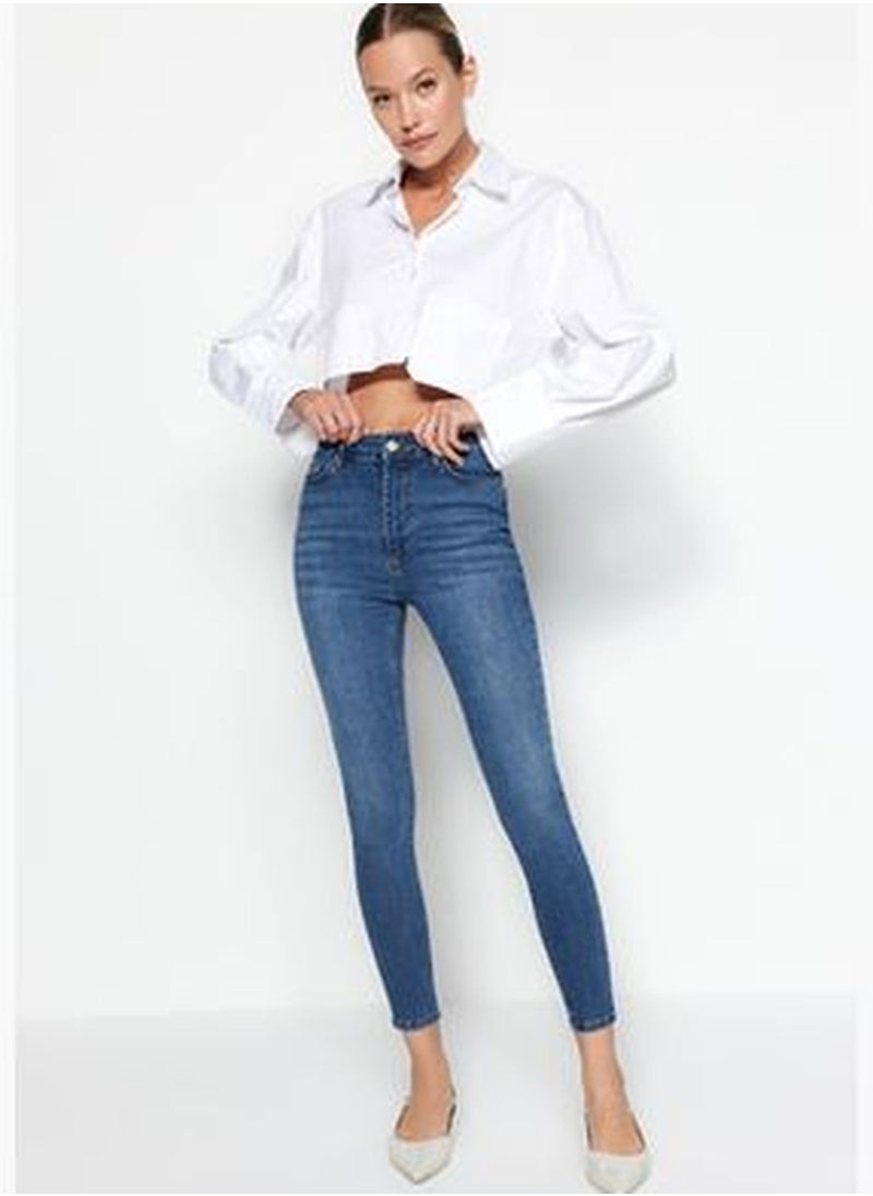 trendyol Blue High Waist Skinny Jeans TWOAW24JE00066  - Image 2