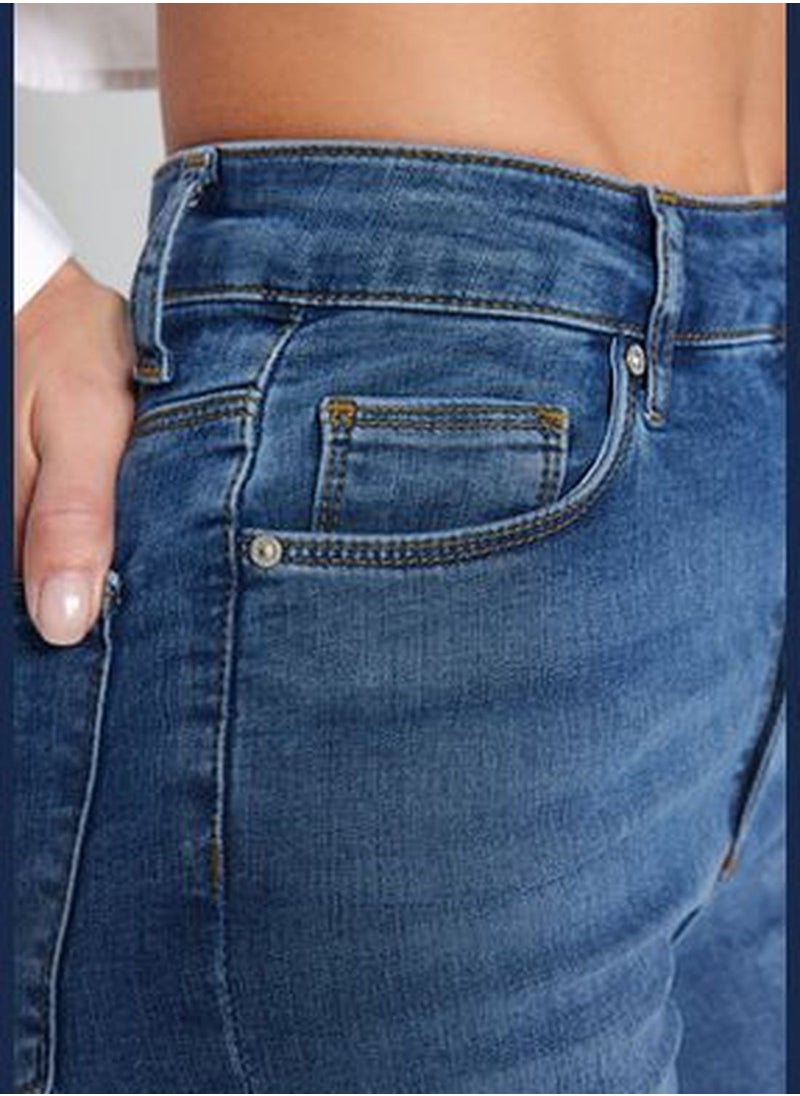trendyol Blue High Waist Skinny Jeans TWOAW24JE00066  - Image 5