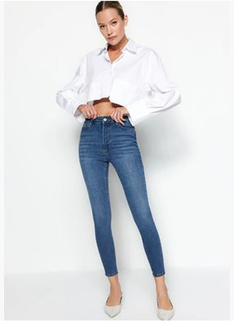 trendyol Blue High Waist Skinny Jeans TWOAW24JE00066