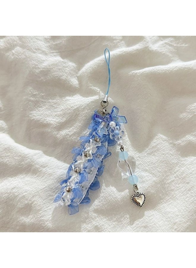 NIBEMINENT Beaded Phone Lanyard, Anti Lost Removable Wrist Strap, Scented Chiffon Lace Bracelet Pendant, Phone Keychain Lanyard - Image 1