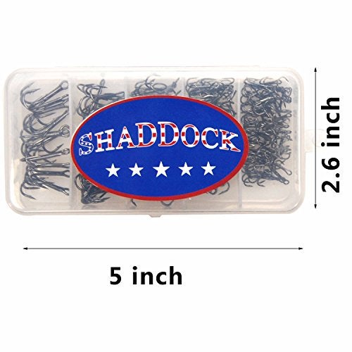 Shaddock Fishing Fishing Treble Hooks Assortment, Sharp Brabed Triple Fishing Hooks Set High Carbon Steel Round Bend for Trout Catfish Lures Freshwater Saltwater, Assorted Size 4 6 8 10 12, 150pcs, Black - Image 5