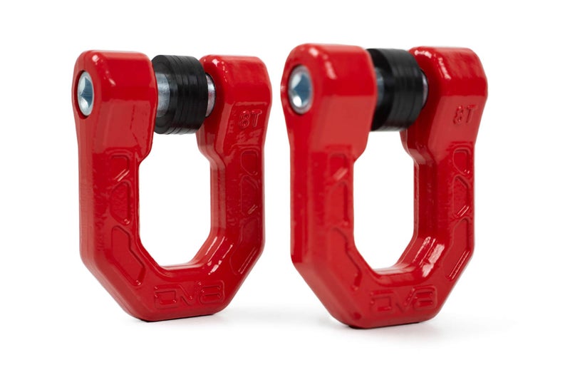 DV8 Offroad Elite Series DRing Shackles Pair 8 Ton Working Load Limit 4 4 316 Isolators Included 1116 Thick Forged Steel DRing Red