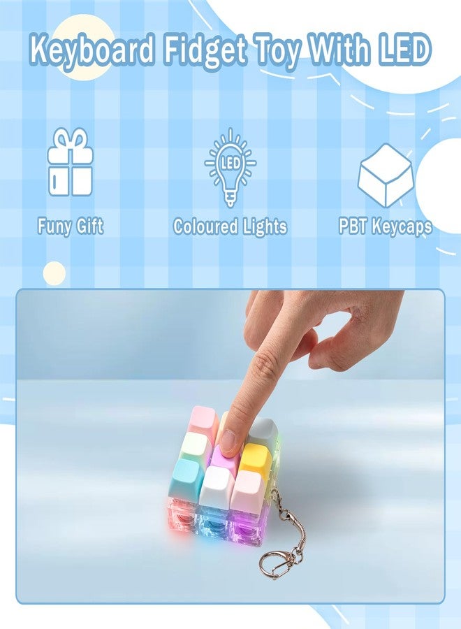 mintcaps Keyboard Fidget Toy - Fidget Keychain with Led Light Button Keyboard Clicker Fidget Toy for Adults Stress Relief Keyboard Fidget Clicker (Style A) - Image 3
