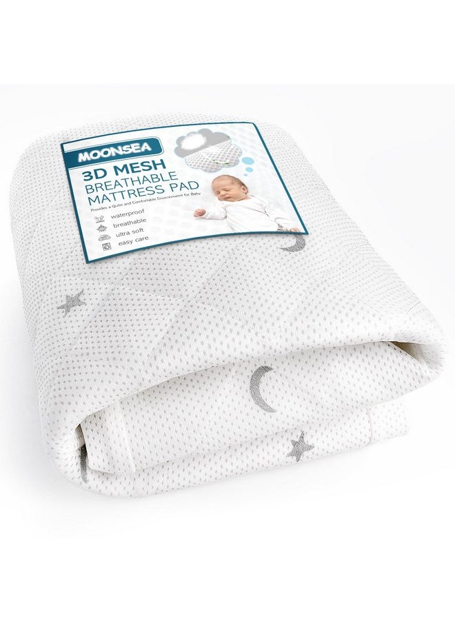 Moonsea Waterproof Pack N Play Mattress Pad, Mini Crib Mattress Cover Protector 38'' X 26'' Fit Graco Pack n Play, Suitable for Baby Portable Mini Cribs and Foldable Mattresses, Breathable and Washable  - Image 1