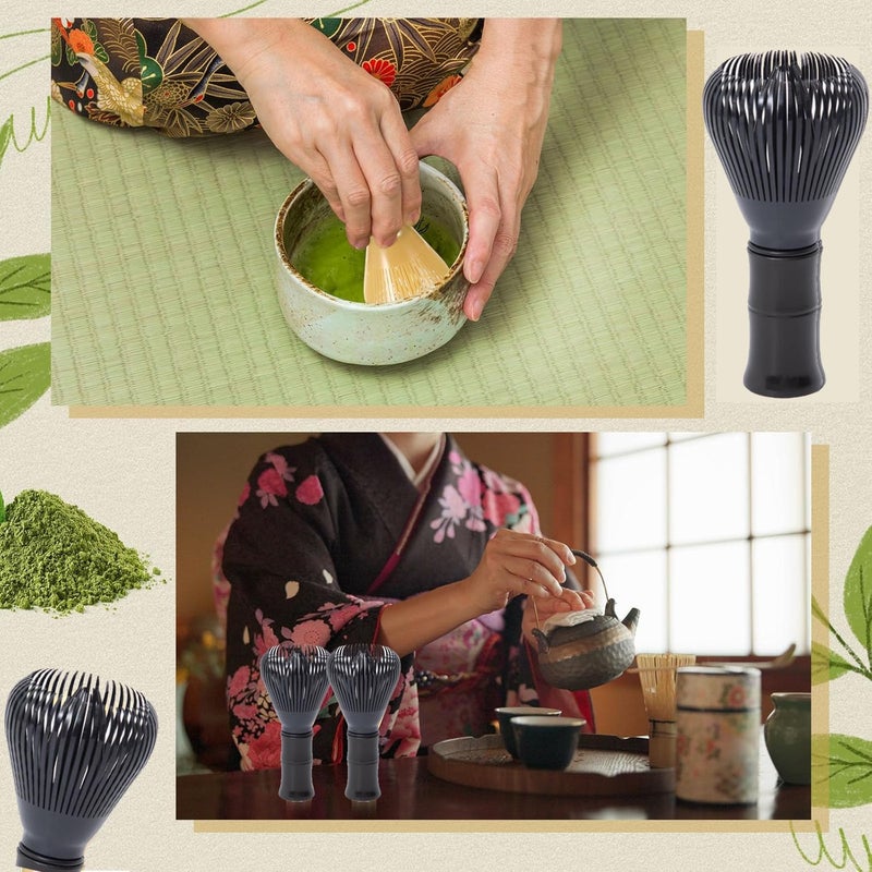 OUGETHER Traditional Matcha Whisk Reusable Resin Matcha Whisk Chasen Dishwasher Safe Matcha Stirrer Matcha Green Tea Powder Preparation Prepare Japanese Matcha Tea (Z_Black) - Image 2
