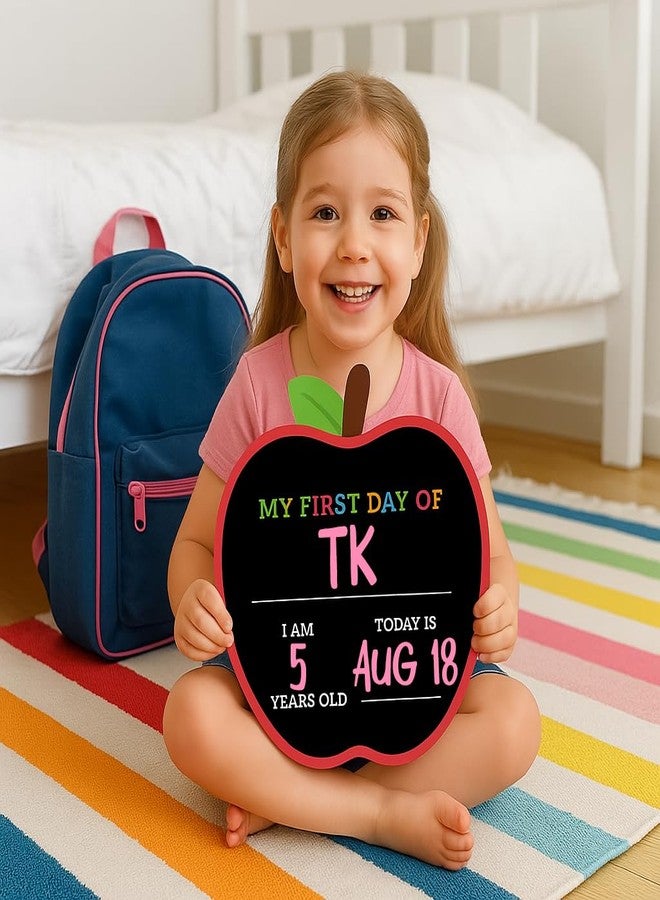 Fun-Plus Apple Shaped First Day and Last Day of School Sign, 12″x12″ PVC Plastic Chalkboard Style Photo Prop Dry Erase, 1st Day, Back to School Sign - Image 4