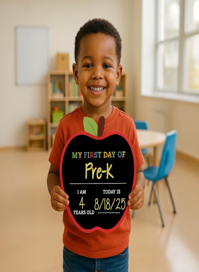 Fun-Plus Apple Shaped First Day and Last Day of School Sign, 12″x12″ PVC Plastic Chalkboard Style Photo Prop Dry Erase, 1st Day, Back to School Sign - Image 5