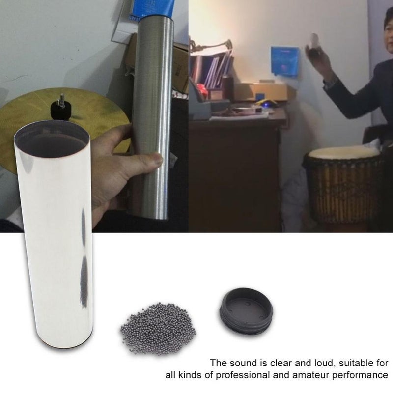 Dilwe Portable Stainless Steel Cylinder Sand Shaker Rhythm Percussion Musical Instruments (Silver) - Image 2