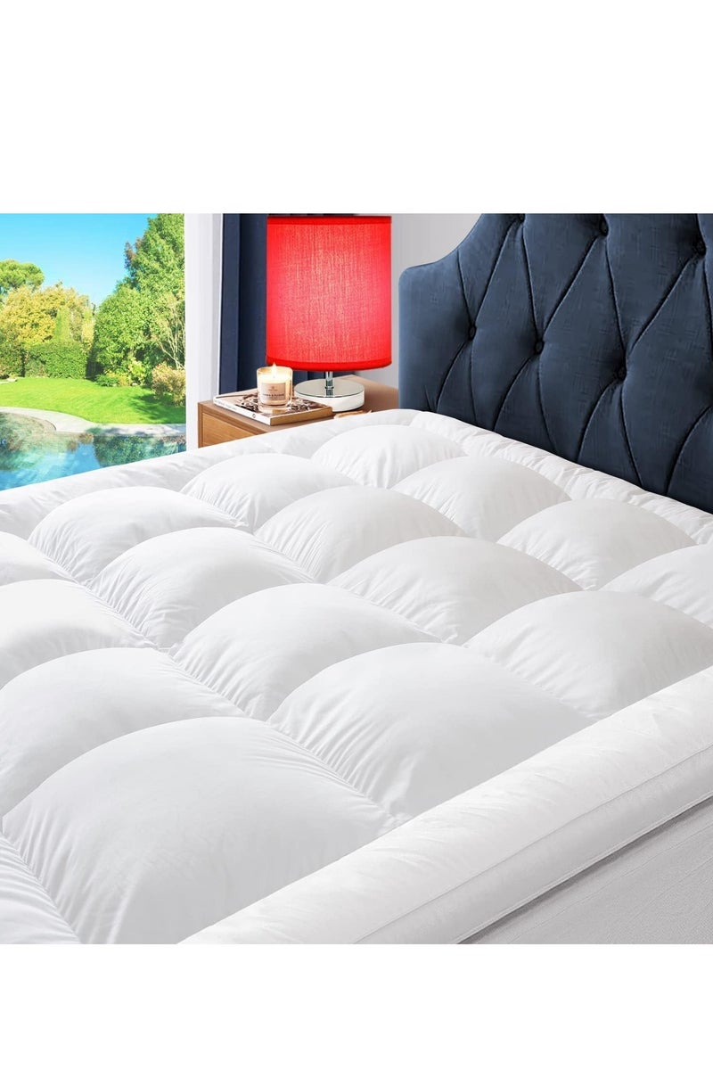 Pioneer Topper 600 GSM Extra Thick Mattress Topper – Hotel Luxury Plush, 7 cm Thick, Super Soft & Breathable with Elastic Bands - Image 1