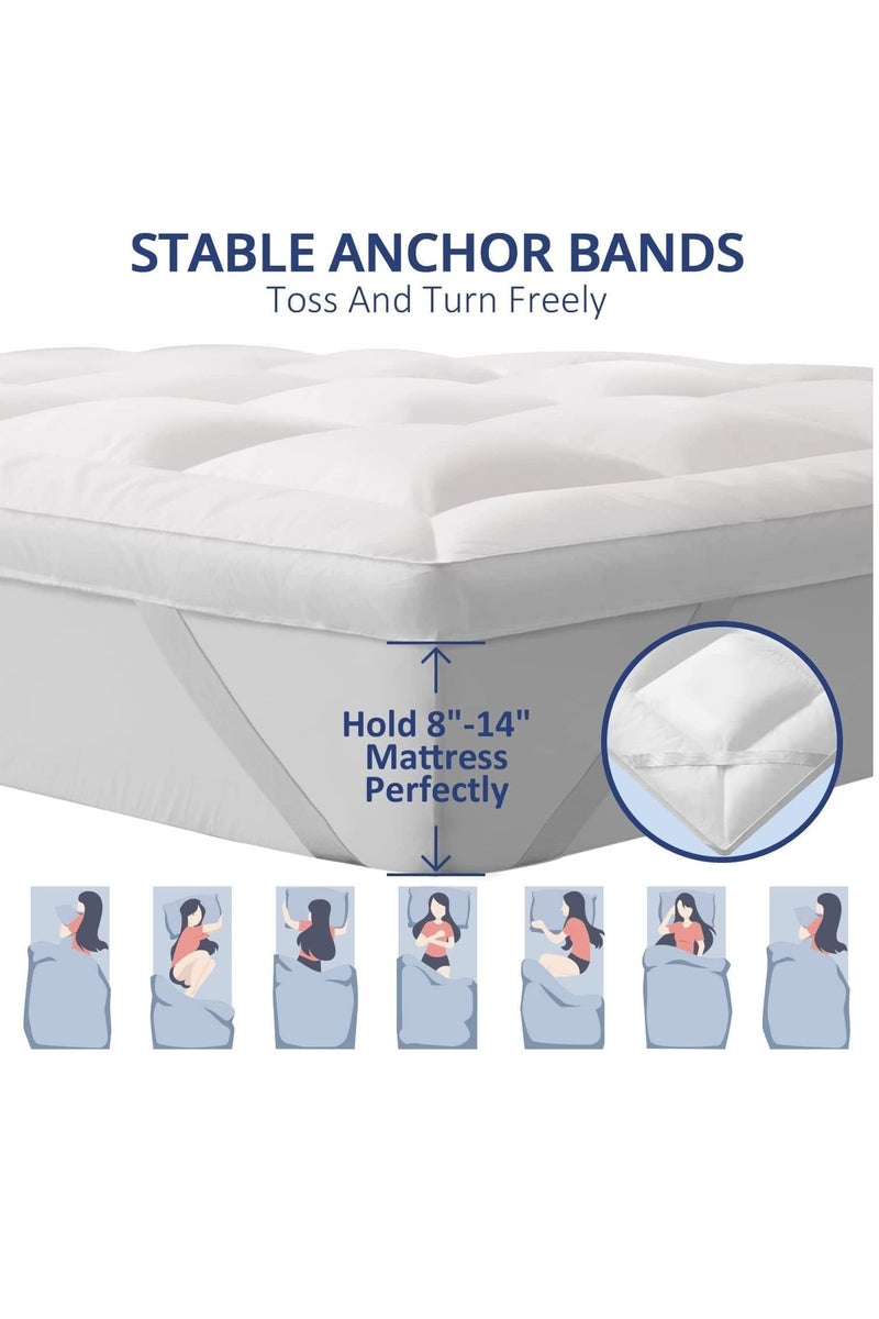 Pioneer Topper 600 GSM Extra Thick Mattress Topper – Hotel Luxury Plush, 7 cm Thick, Super Soft & Breathable with Elastic Bands - Image 4