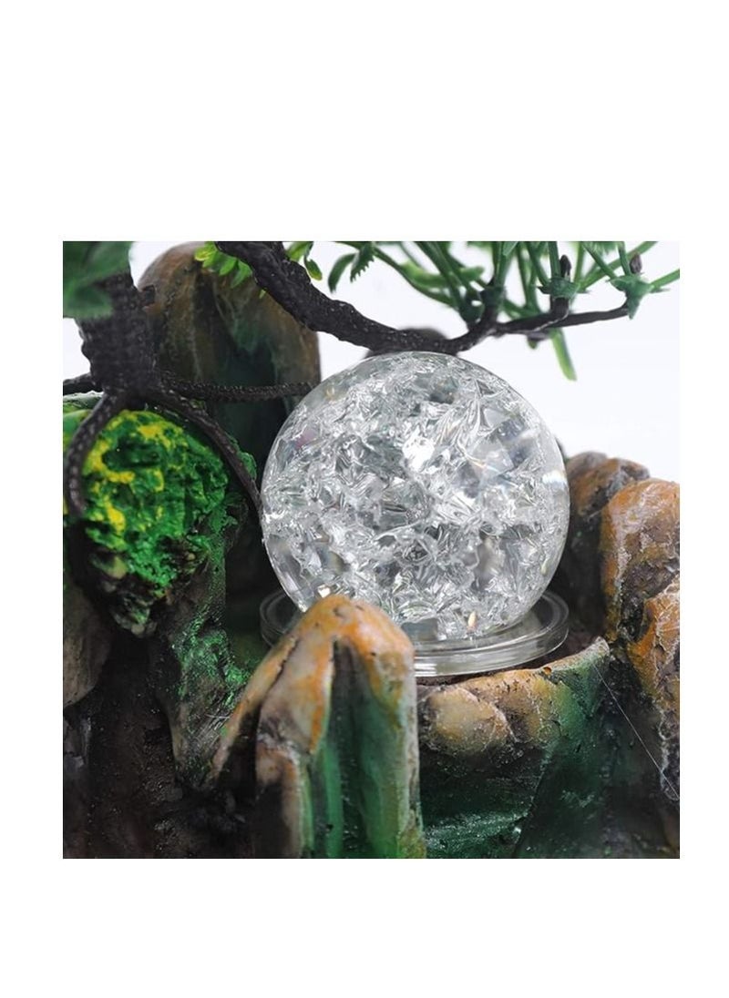 Campus interior Room Fountain Rock Garden Table Fountain Resin Desktop Fountain Indoor Waterfall LED Atomizer Fountain Lighting Outdoor Fountain Waterfall Decoration Fountain (Stone Garden Decor)