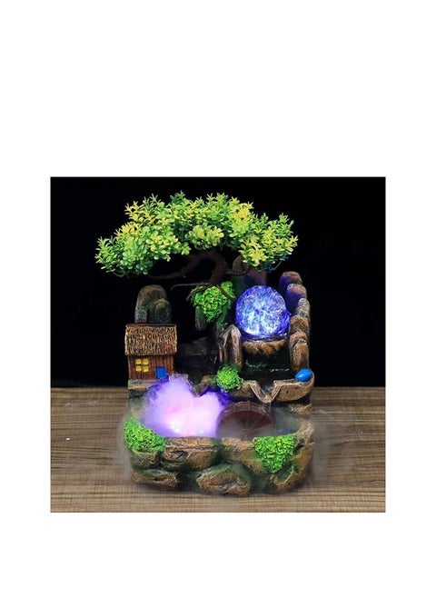 Campus interior Room Fountain Rock Garden Table Fountain Resin Desktop Fountain Indoor Waterfall LED Atomizer Fountain Lighting Outdoor Fountain Waterfall Decoration Fountain (Stone Garden Decor)