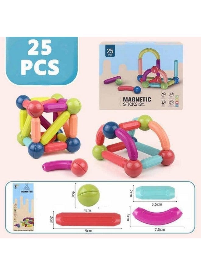 Galaxy Hi-Tech Magnetic Sticks Building Blocks for Kids Toys for Girls Magnetic Toys for Boys Age 3+ Year Old Educational Stem Learning Magnet Stick with Balls Game Set (25 Pcs) - Image 2
