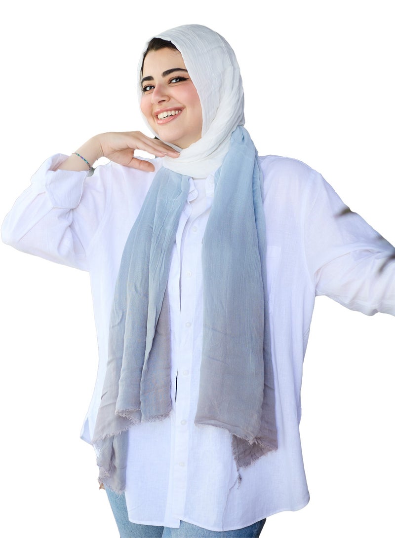 فلاور طرحة قطن مودال ديجرادية - رمادي - Image 1