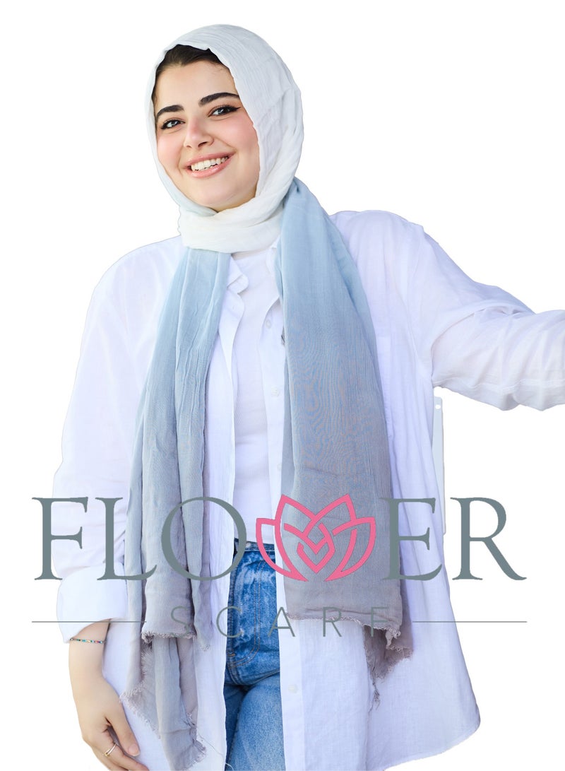 فلاور طرحة قطن مودال ديجرادية - رمادي - Image 4