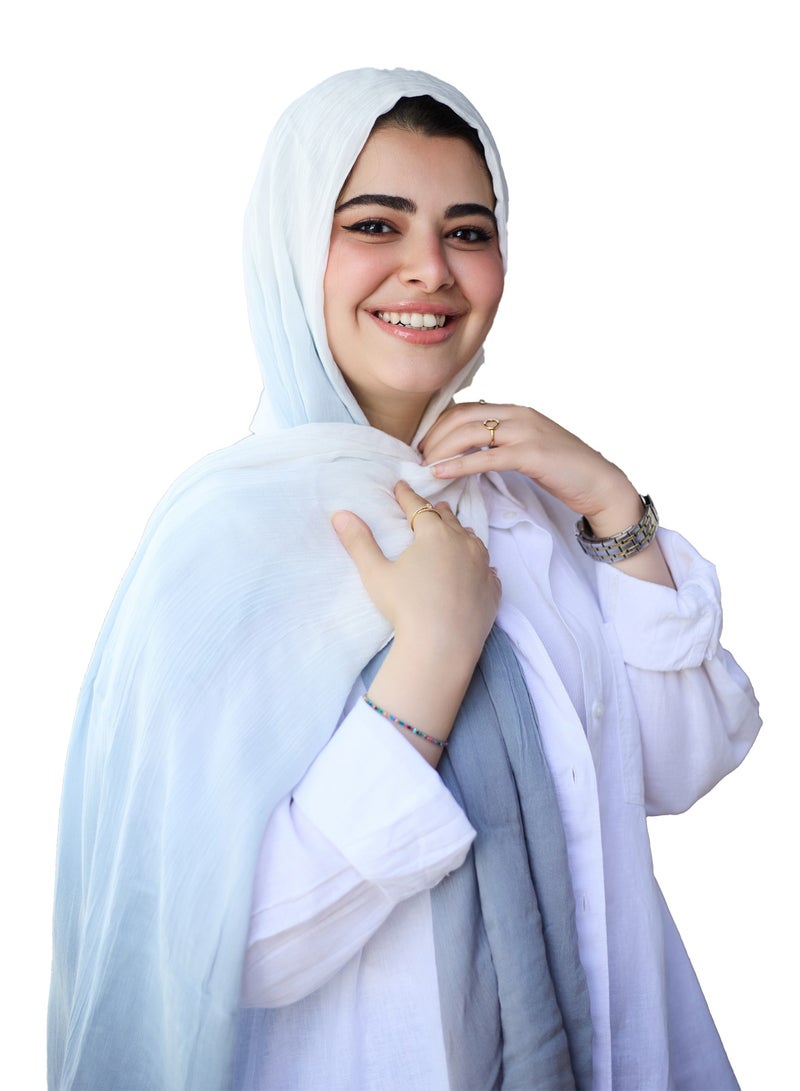 فلاور طرحة قطن مودال ديجرادية - رمادي - Image 3