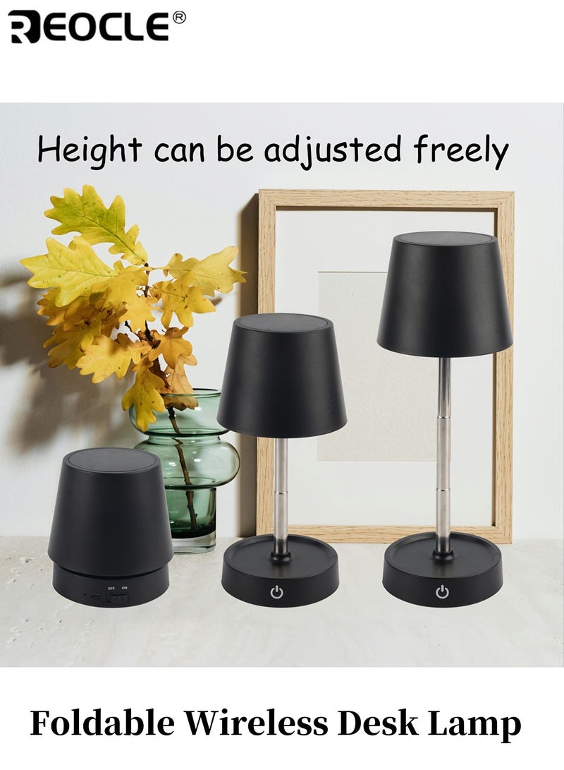 REOCLE Foldable Wireless Desk Lamp Extendable Table Lamp Rechargeable Small Night Light Eye Protection Light Bedside Light Source for Home Decor Restaurant Living Room - Image 1