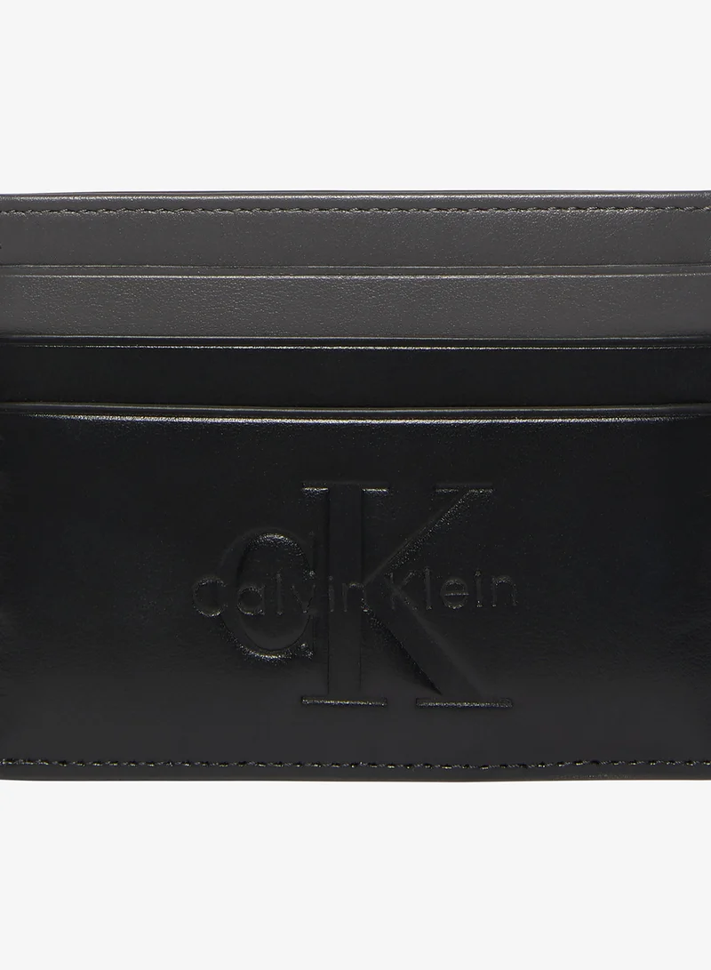CALVIN KLEIN Smooth Leather Monologo Card Holder