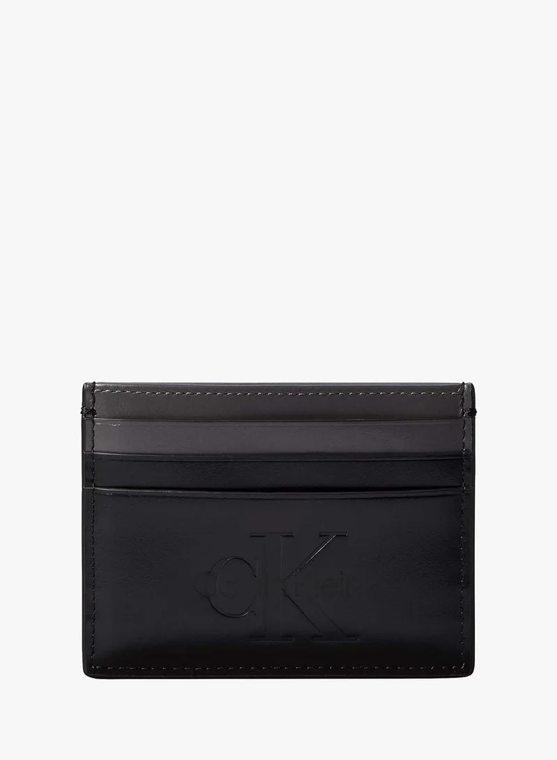 CALVIN KLEIN Smooth Leather Monologo Card Holder