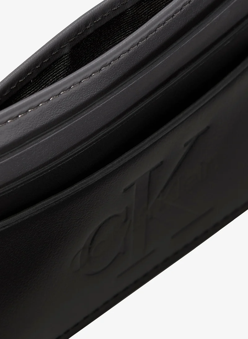 Calvin Klein black Smooth Leather Monologo Card Holder for Men | Best Price UAE