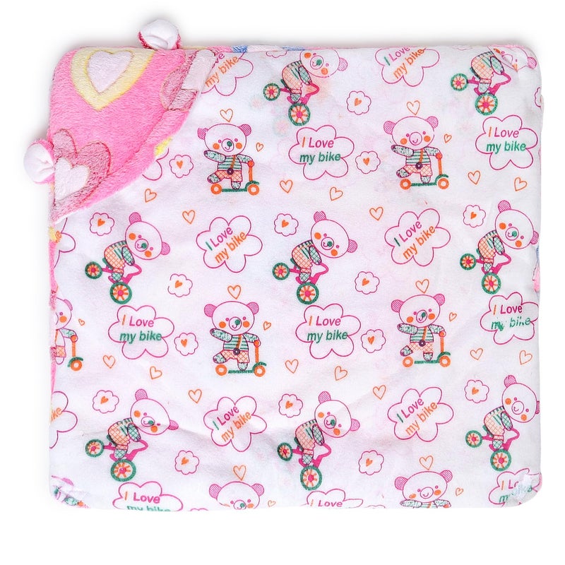 Superminis Newborn Baby Hooded Blanket Cum Wrapping Sheet (0-6 Months, Pink) - Image 2
