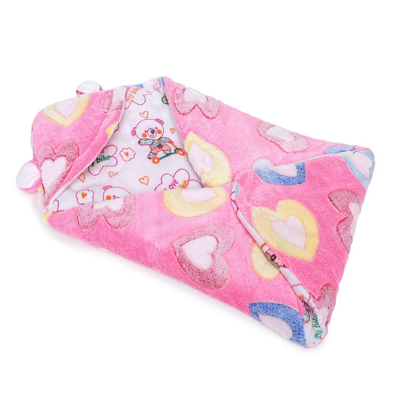 Superminis Newborn Baby Hooded Blanket Cum Wrapping Sheet (0-6 Months, Pink) - Image 4