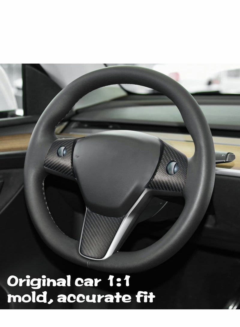 KASTWAVE 3 Pcs Dry Carbon Fiber Steering Wheel Trim Fit - Image 4