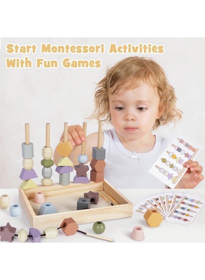 Vanplay Montessori Toys For 2 3 4 Year Old - Wooden Lacing Beads & Stacking Blocks Toys For Ages 2-4 Year Old Girl Boy Christmas Birthday Gifts, Toddler Preschool Learning Toys Fine Motor Skills Games - Image 2