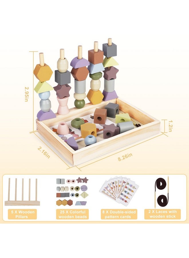 Vanplay Montessori Toys For 2 3 4 Year Old - Wooden Lacing Beads & Stacking Blocks Toys For Ages 2-4 Year Old Girl Boy Christmas Birthday Gifts, Toddler Preschool Learning Toys Fine Motor Skills Games - Image 3