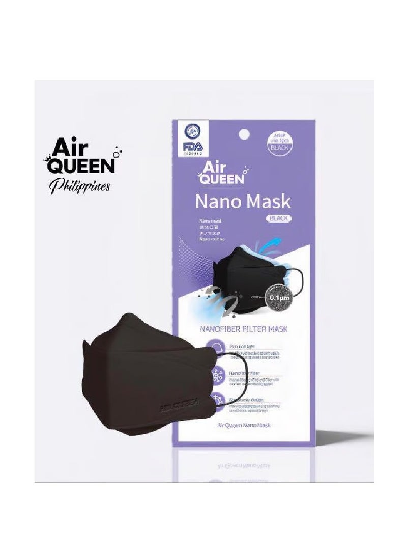 كمامة للوجه للاستعمال لمرة واحدة مزودة بفلتر نانو فايبر للكبار، لون أسود (قطعة واحدة)