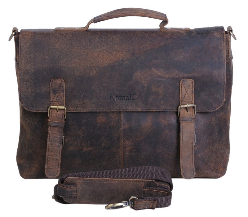KomalC Leather Adjustable Padded Replacement Shoulder Strap with Metal Swivel Hooks for Messenger, Laptop, Camera, Duffle Bags (Distressed Tan) - Image 4