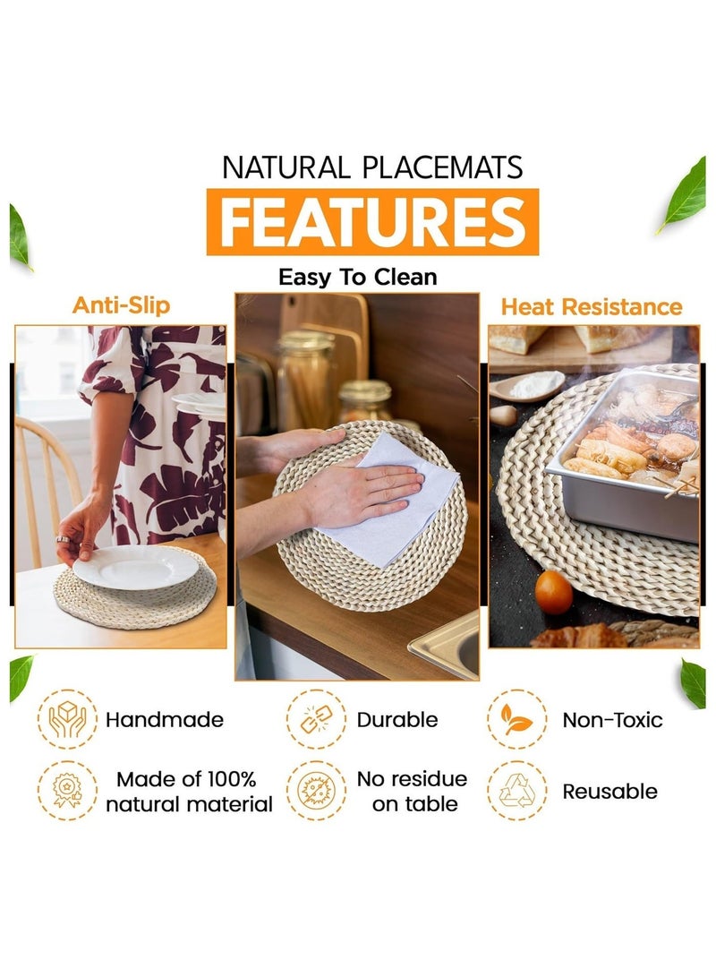 Generic Round Woven Placemat – Natural Straw Table Mat – Heat Resistant Non-Slip Dining Table Decor for Kitchen and Home – 1 Piece - Image 2