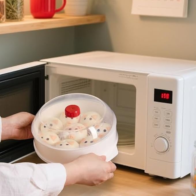 طعام على البخار، قدر بخار مزدوج الطبقات للخضروات - مستلزمات مطبخ على البخار لفرن الميكروويف، أرز، خضروات، سمك، دقيق الشوفان، خبز مطهو على البخار، منزل، شقة، مطعم - Image 4