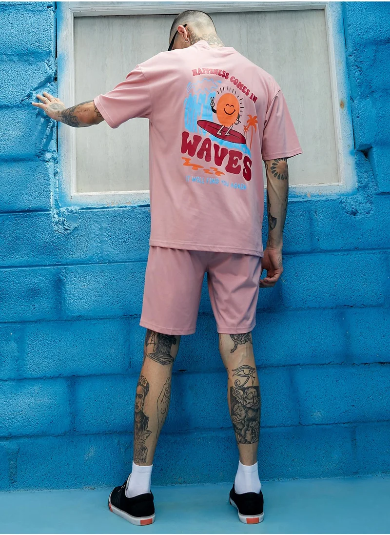 Campus Sutra Men's Peach Cupid Co-Ord Set