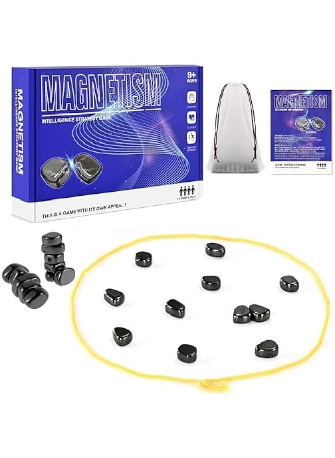 Magnetic Chess Game, Magnet Game with String, Multiplayer Magnetic Chess Game with Stones, Fun Table Top Magnet Chess Game  - Image 1