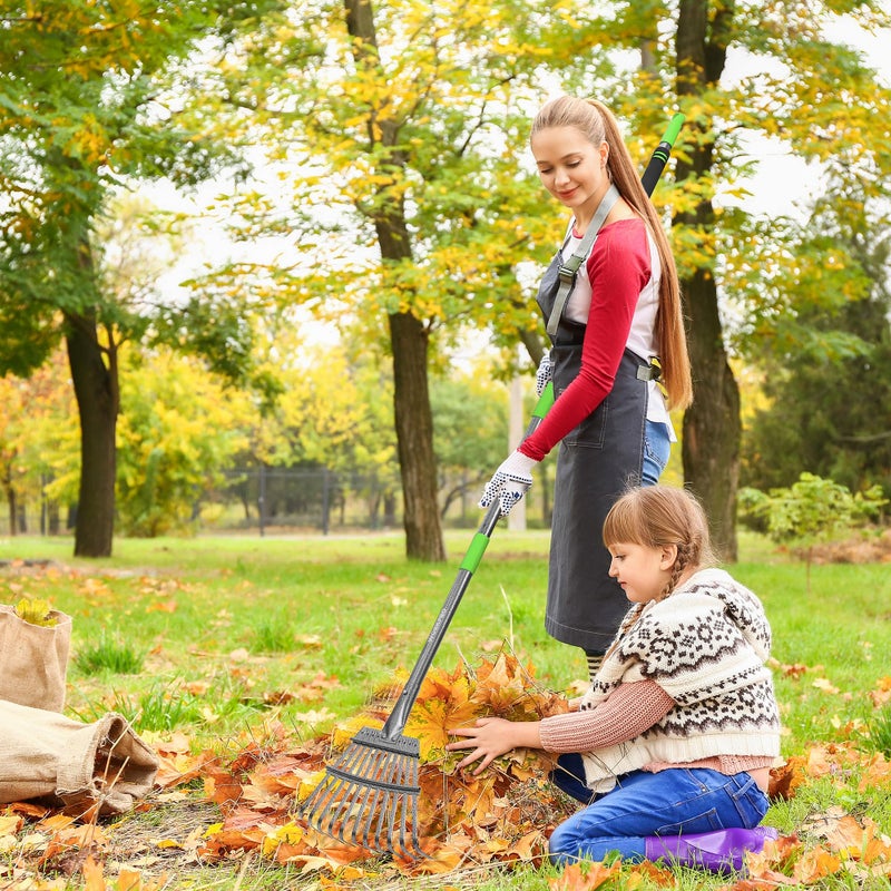 WORKPRO Rake, Small Rake for Leaves with 72â€ Adjustable Long Handle, 11 Steel Tines, Heavy Duty Metal Leaf Rakes for Garden, Lawn, Yard, Shrub, Flower Bed, Narrow Rakes 9" Wide Head for Tight Spaces - Image 2