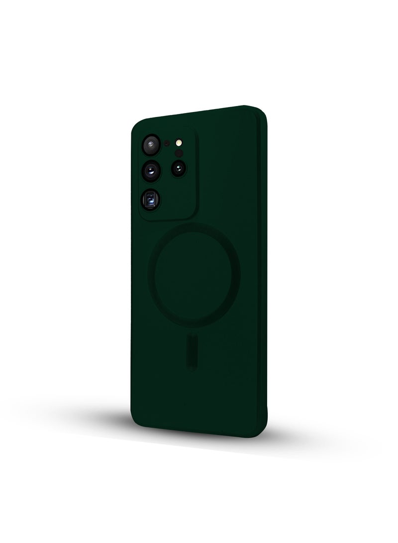For Samsung Galaxy S20 Ultra Silicone Matte Back Case, Mag-Safe For Wirless Charing and Camera Lens Protector Compatible With Samsung Galaxy S20 Ultra (6.9'') (Dark Green)  - Image 1