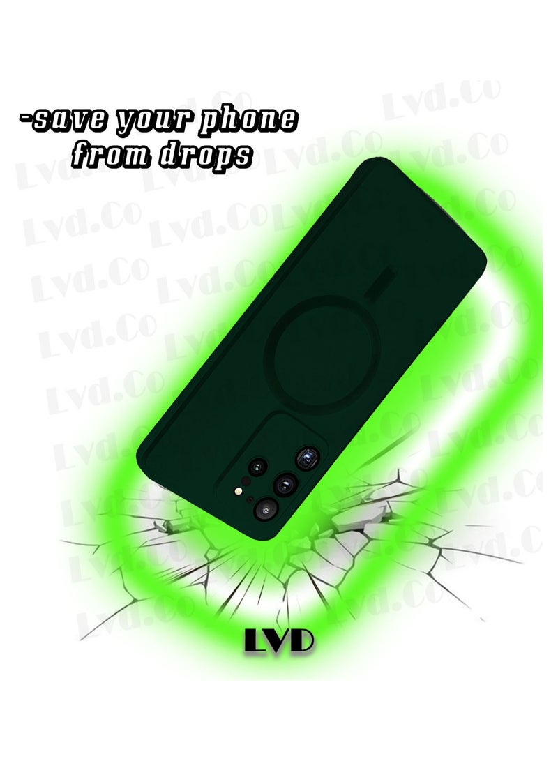 For Samsung Galaxy S20 Ultra Silicone Matte Back Case, Mag-Safe For Wirless Charing and Camera Lens Protector Compatible With Samsung Galaxy S20 Ultra (6.9'') (Dark Green)  - Image 2