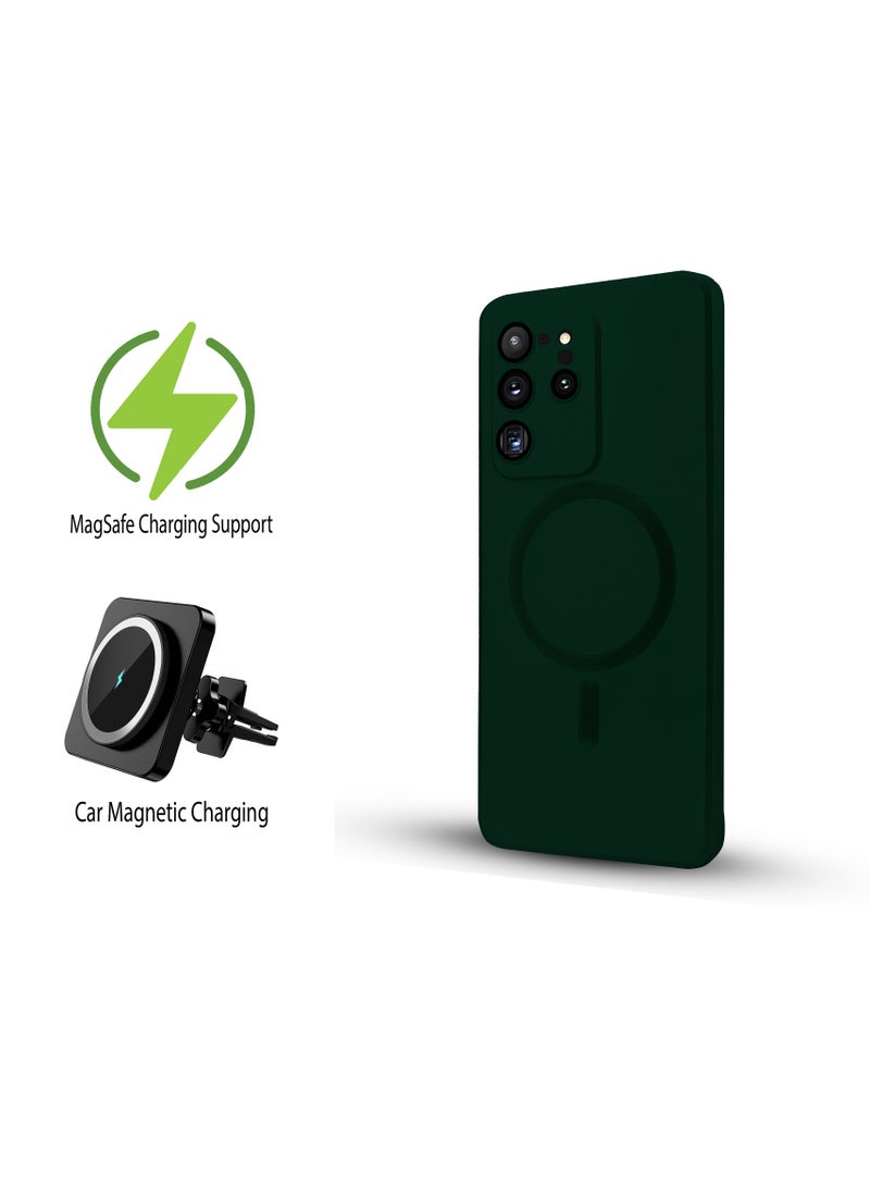 For Samsung Galaxy S20 Ultra Silicone Matte Back Case, Mag-Safe For Wirless Charing and Camera Lens Protector Compatible With Samsung Galaxy S20 Ultra (6.9'') (Dark Green)  - Image 3