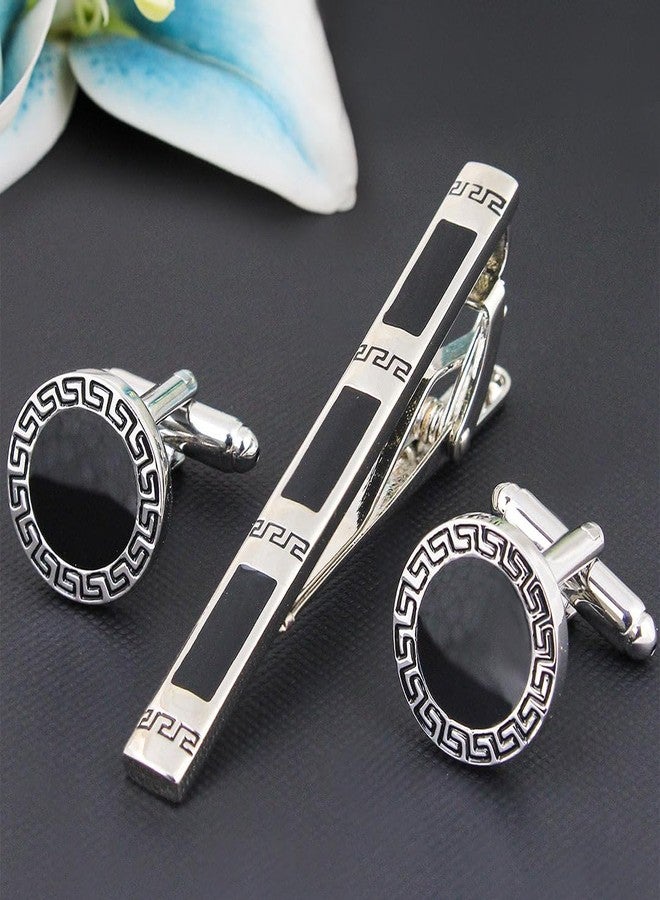 Peluche Geek Key - Silver - TS - Silver Colored Brass and Enamel Cufflink and Tiebar setFor Men - Image 2
