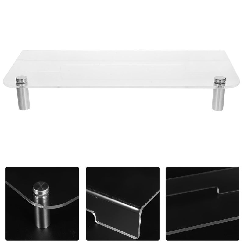 Acrylic Monitor Stand with Metal Legs Desktop Organizer Elevated Display Shelf Storage Rack for Laptop - Image 3