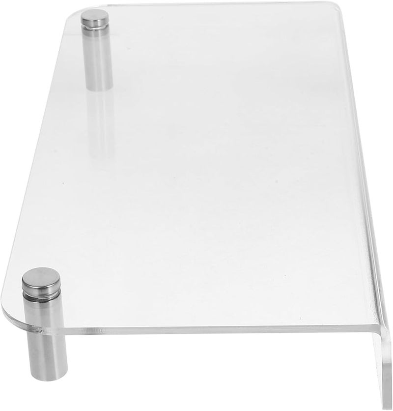 Acrylic Monitor Stand with Metal Legs Desktop Organizer Elevated Display Shelf Storage Rack for Laptop - Image 1