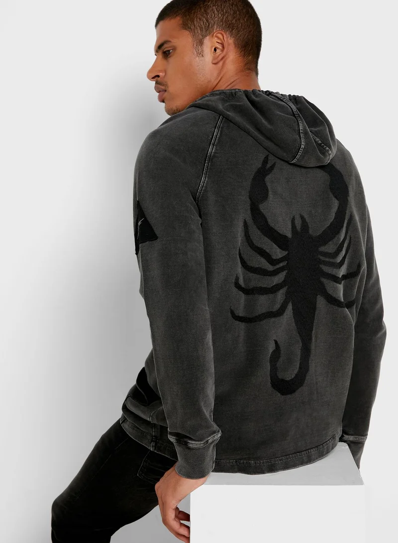 John Varvatos Scorpion Zip Through Hoodie