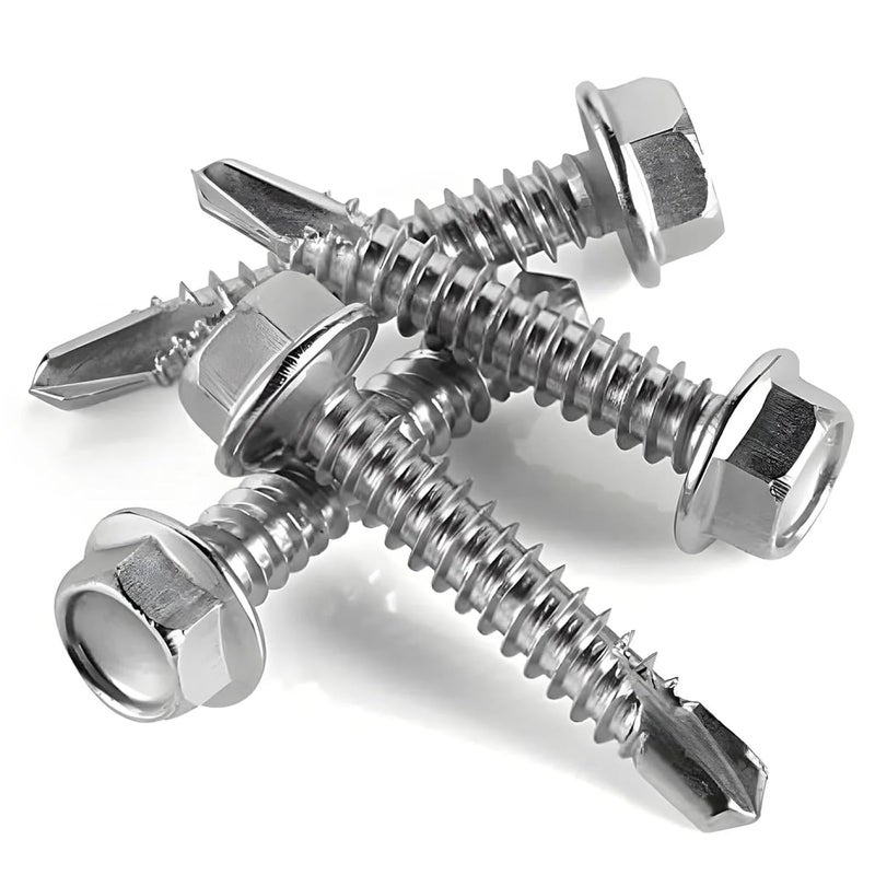 براغي ذاتية التثبيت من الفولاذ المقاوم للصدأ 410، 200 قطعة، مقاس 12 × 1 1/4 بوصة للمعادن والبلاستيك - Image 3