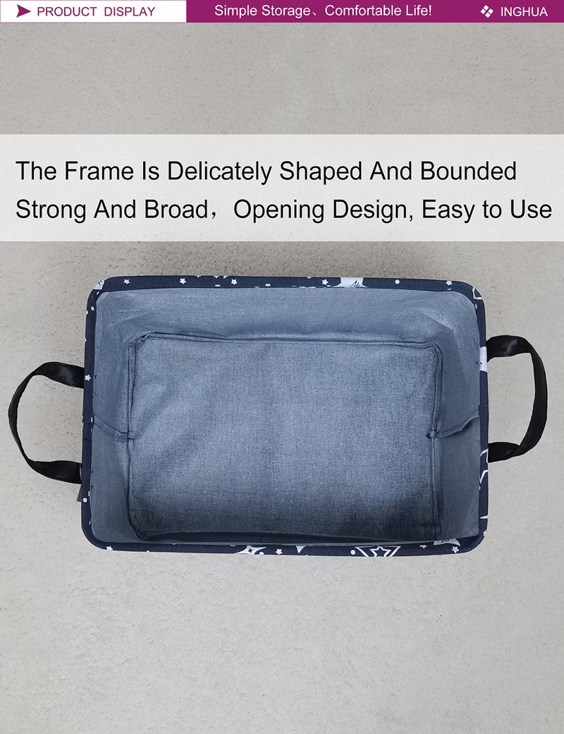 INGHUA Rectangular Storage Basket Fabric Organizer Bin for Toys Books Clothes Gifts Pets-Perfect for Home Office Nursery Dorm Shelf(Rec-Blue star ) - Image 5